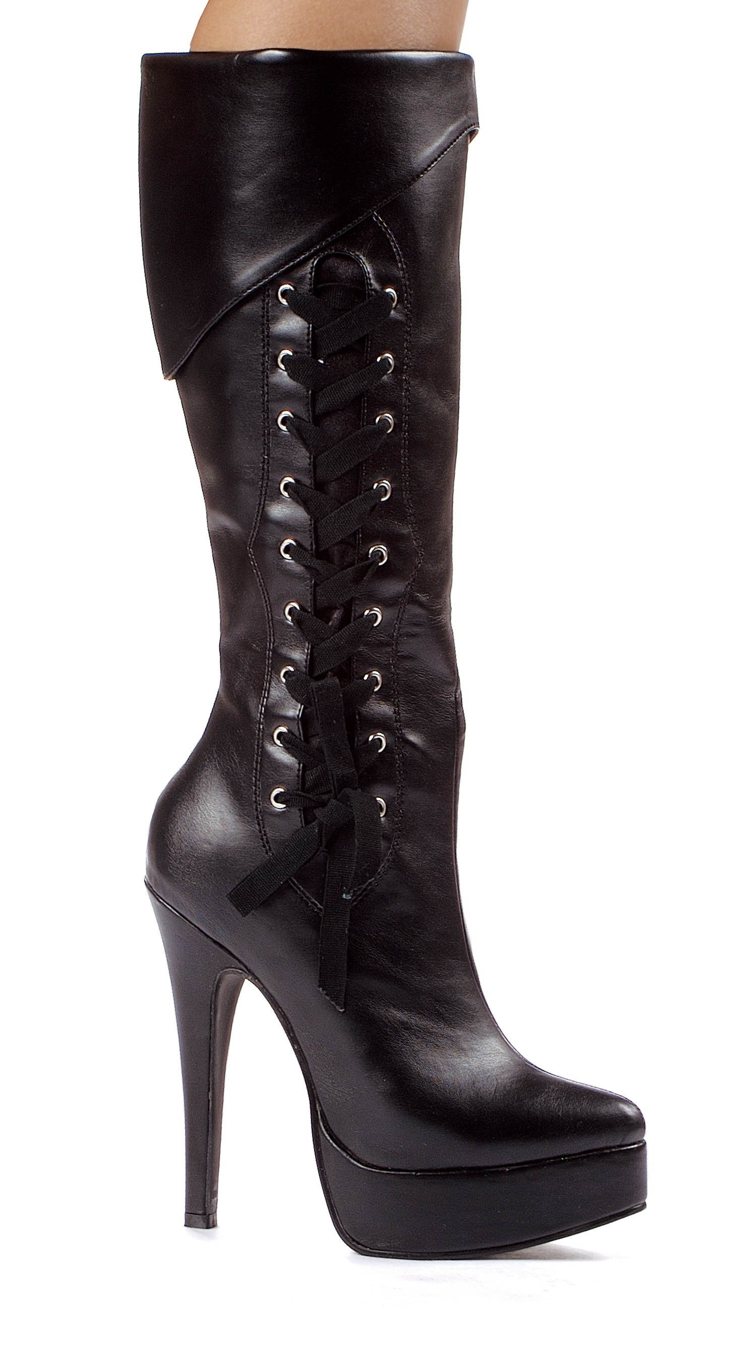 Scarlet - 5 Inch Cuffed Boots with Lace-Up Side